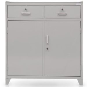 Armário de ferramenta duplo com fechadura.